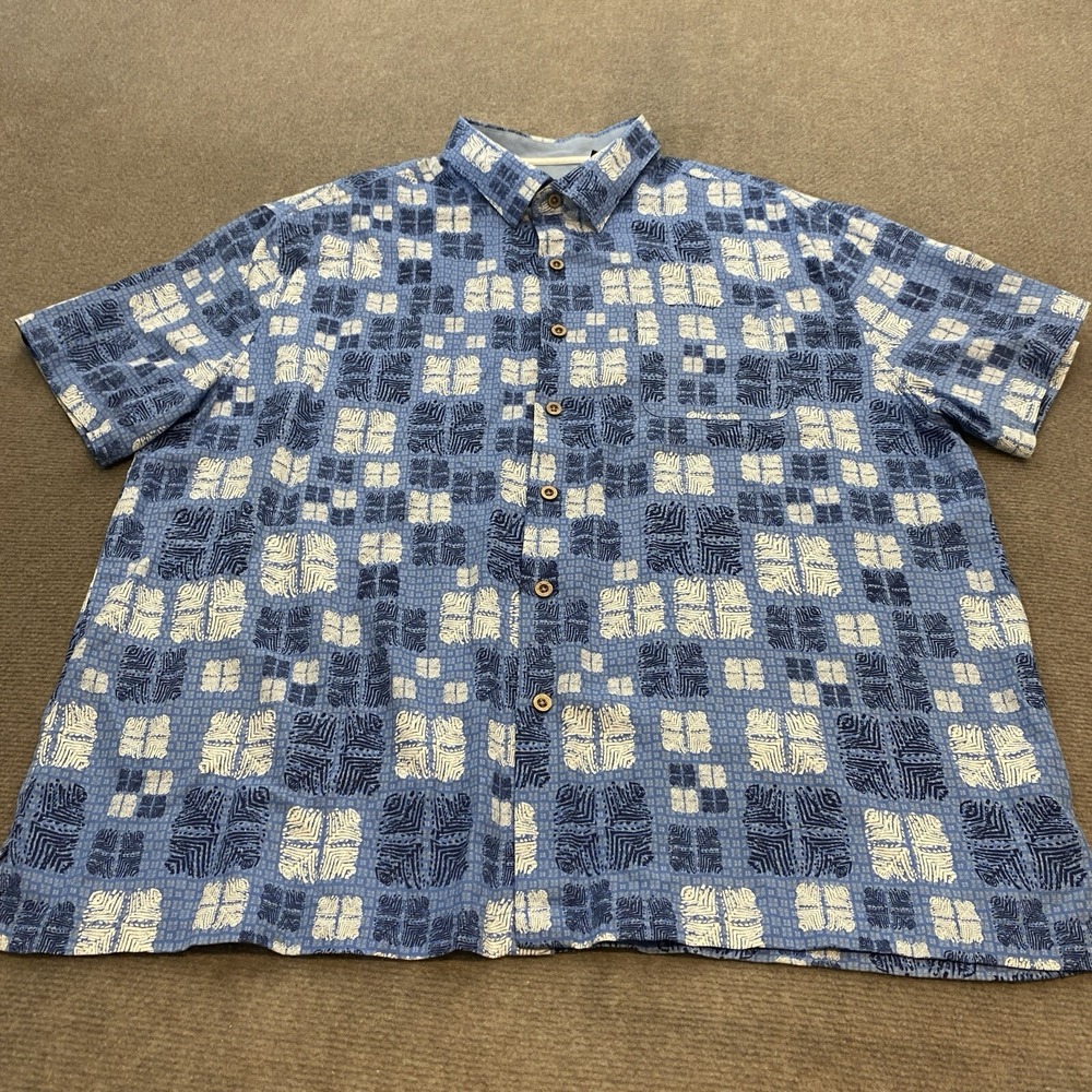 Nat Nast Silk Blend Camp Shirt Mens XL Geometric Beach Button Up Casual Bowling